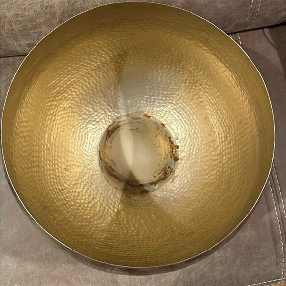 World Market Gold Hammered Floor Planter - Picture 2 of 6